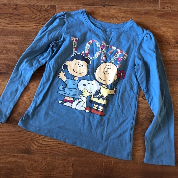 Peanuts blue long sleeve graphic tee in size 7 - Picture 1 of 4